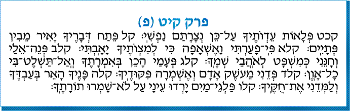 tehilim 119 Lettre Péh